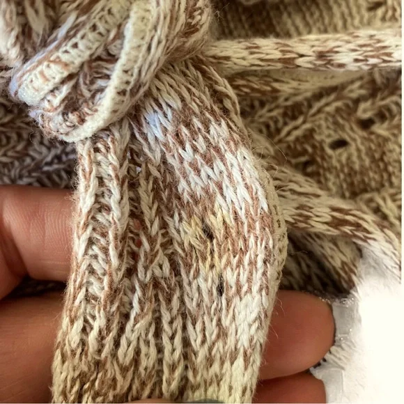 Grace Elements Laguna Ivory tan cotton knit scallop hem sweater top sz s - Picture 11 of 12